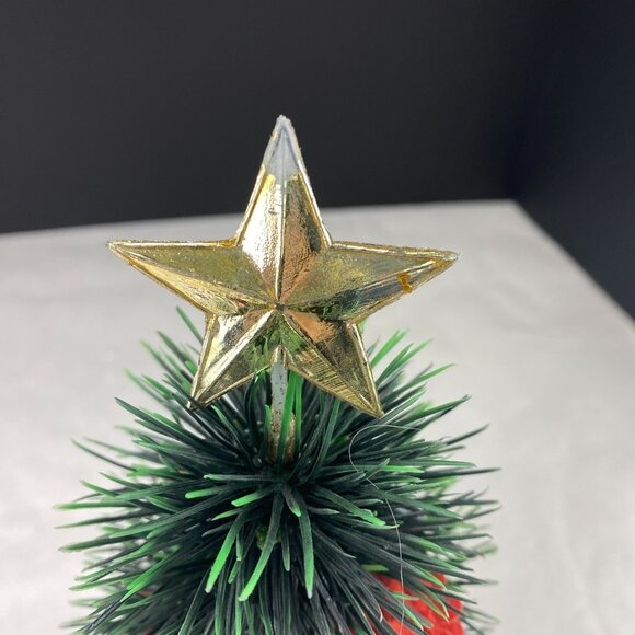 Vintage Plastic Tabletop Christmas Tree Flocked Birds 13 Inch - Picture 6 of 9